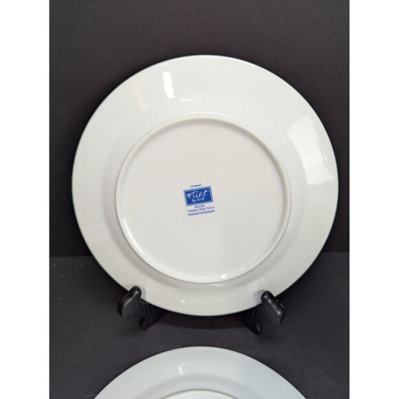 Germany Flirt by R&B Decor Happy Day Blue 9 1/2" Dinner Plate Set of 2 - Picture 5 of 6